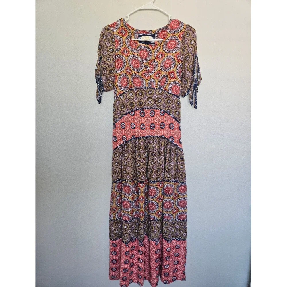Maeve Anthropologie | Eder Tiered Maxi Dress Multi Floral Colorful Boho Women 0